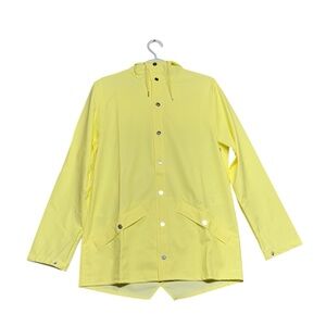 Rains Jacket Straw 12010 NWT Unisex Sz XS Hooded‎ Butter Yellow Wind Waterproof